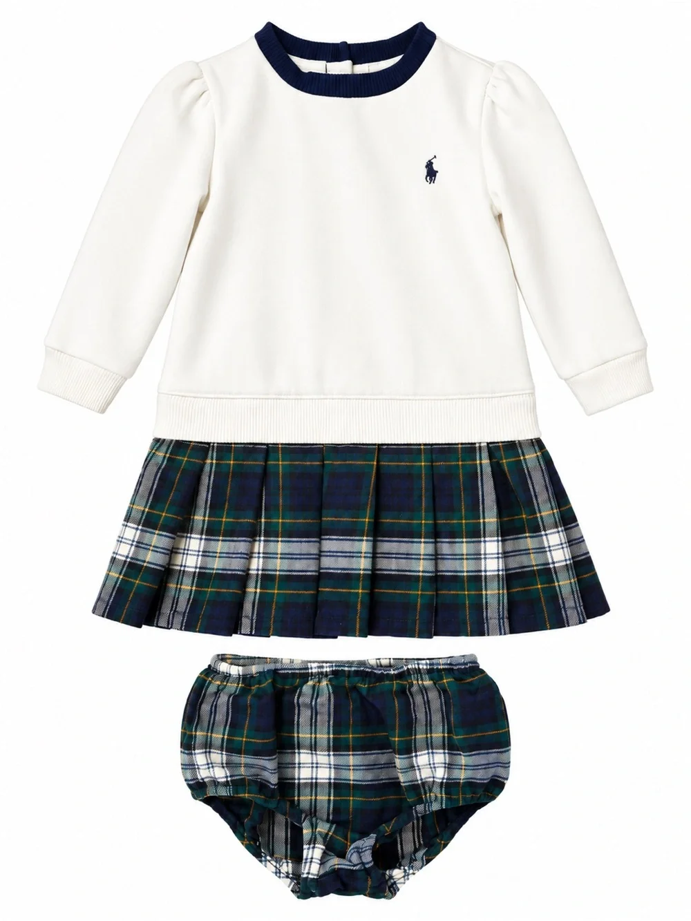Ralph Lauren Plaid Pleated Fleece Dress and Bloomers